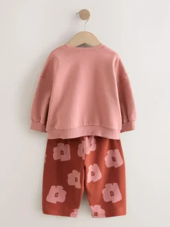 Next Pink/Brown Tomato Sweatshirt and Barrel Leg Joggers Set (3mths-7yrs) Best