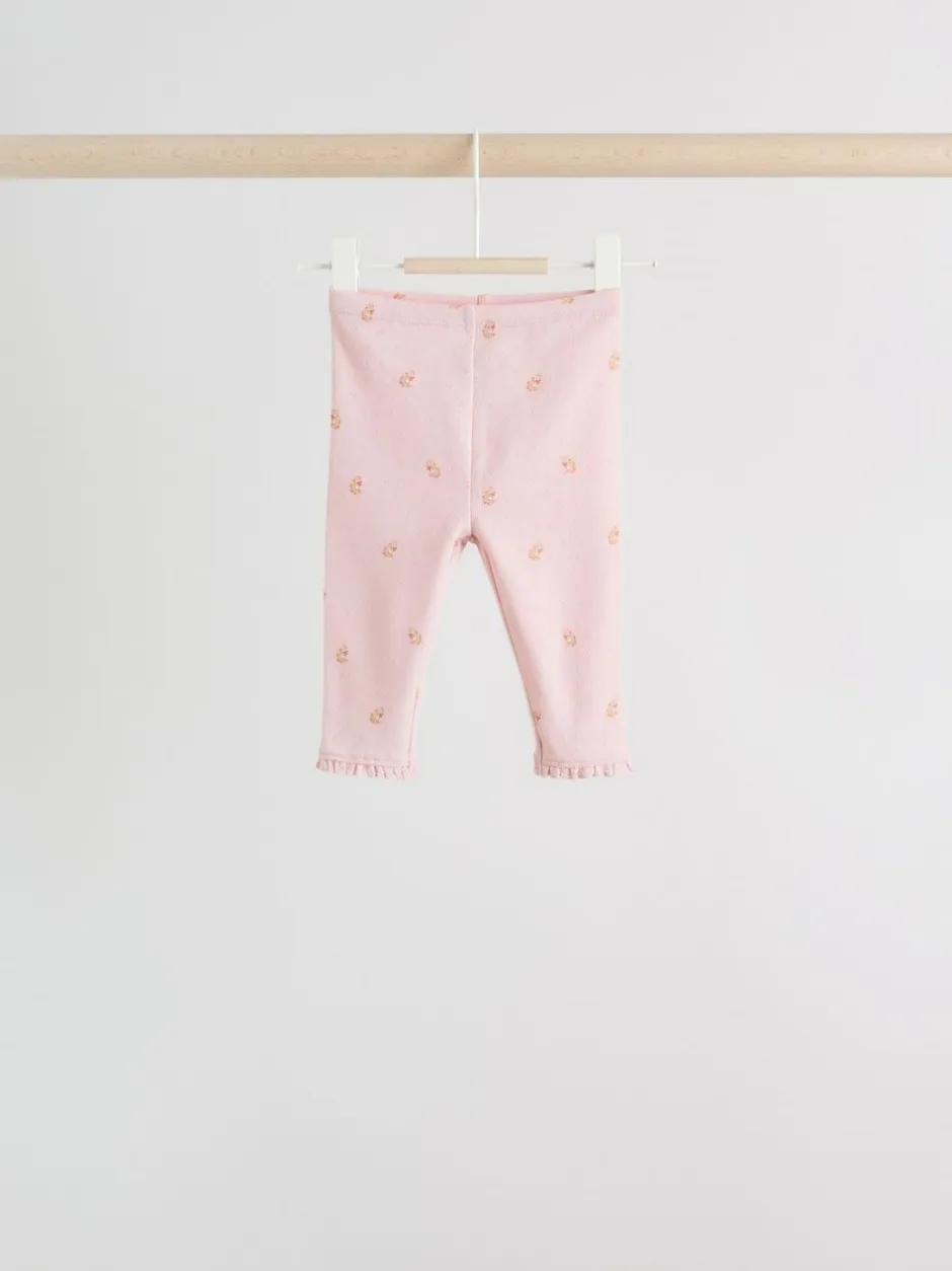 Next Pink/Brown/Heart Baby Leggings 4 Pack (0mths-2yrs) Clearance