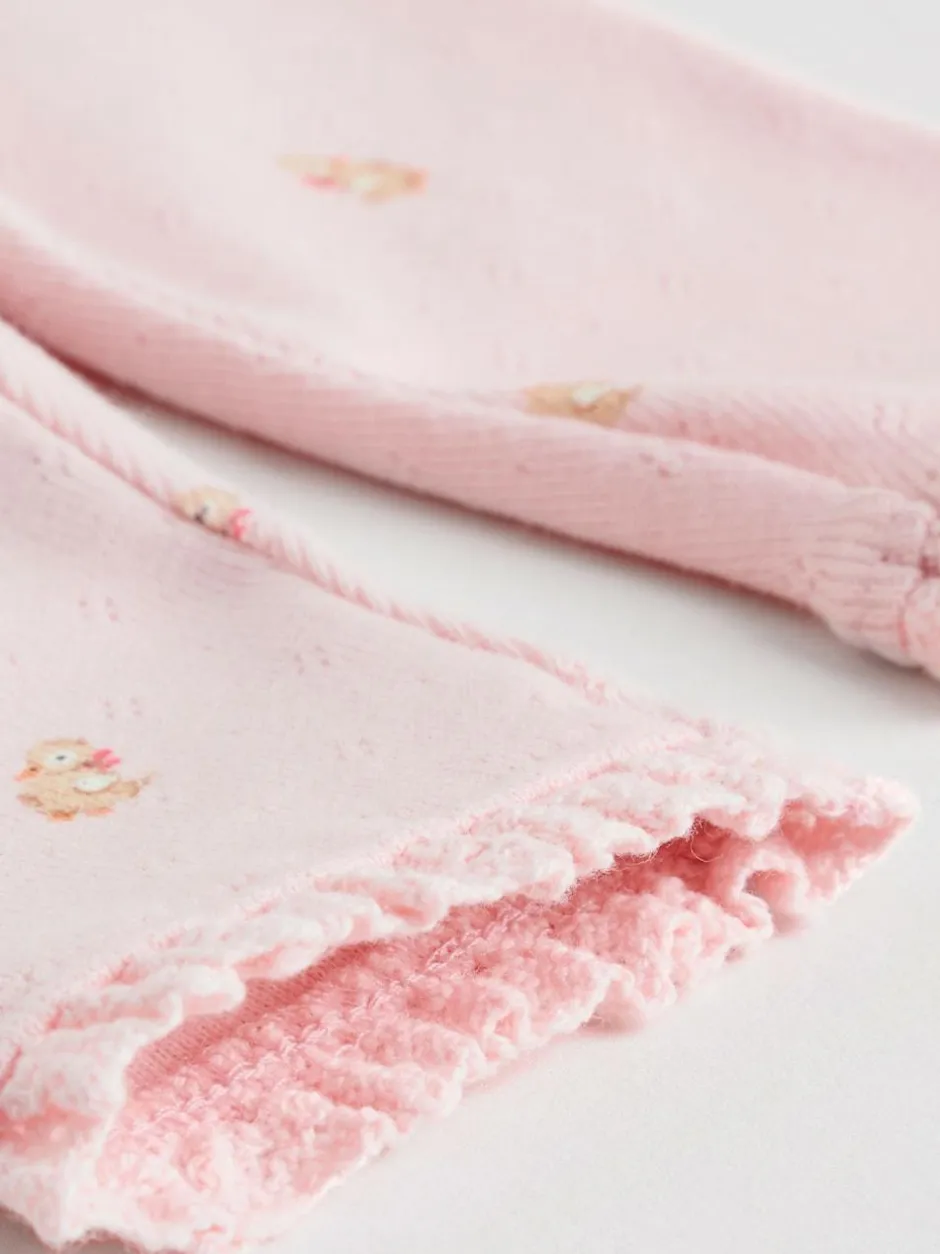 Next Pink/Brown/Heart Baby Leggings 4 Pack (0mths-2yrs) Clearance