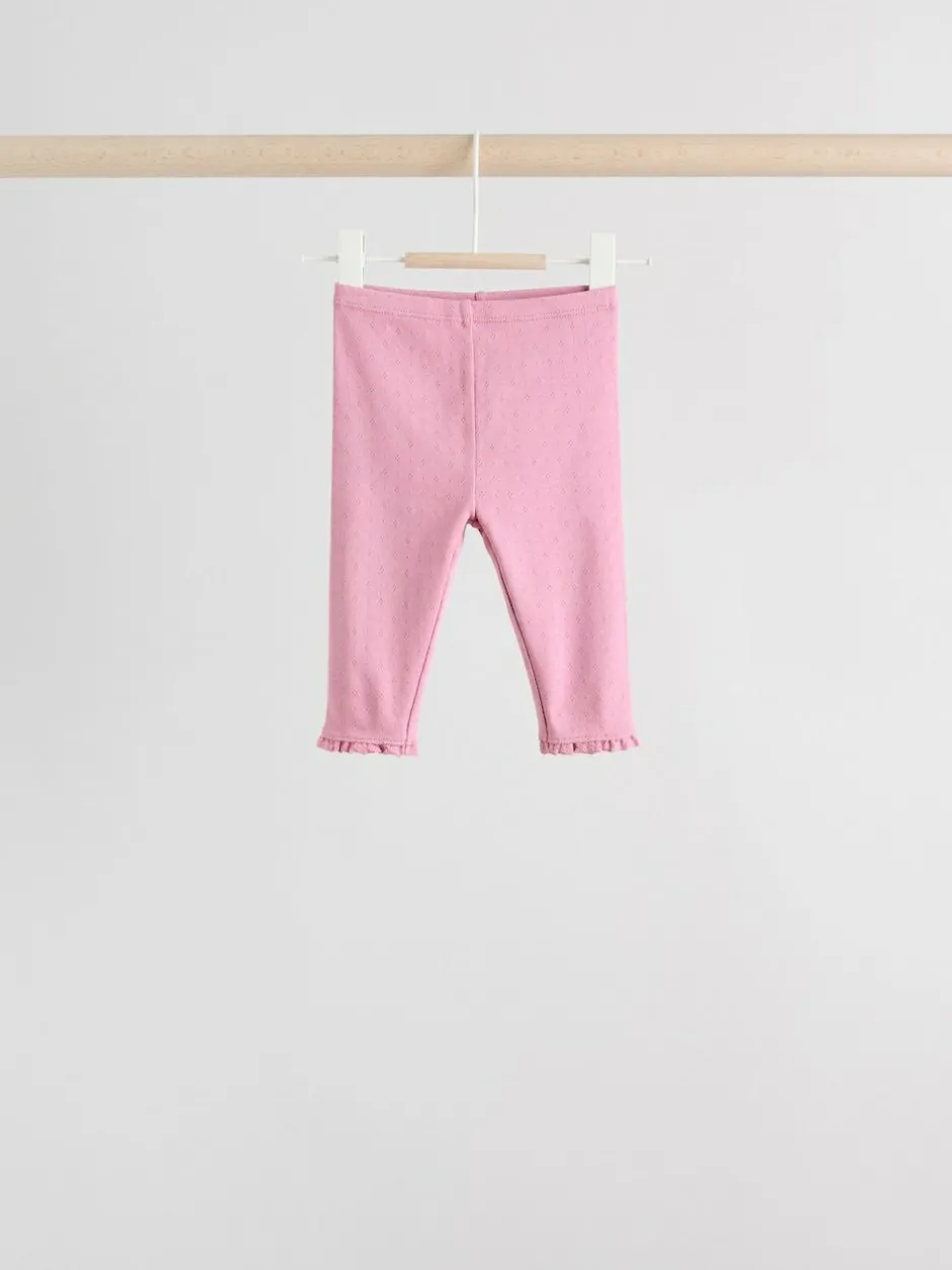 Next Pink/Brown/Heart Baby Leggings 4 Pack (0mths-2yrs) Clearance