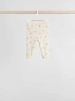 Next Pink/Brown/Heart Baby Leggings 4 Pack (0mths-2yrs) Clearance
