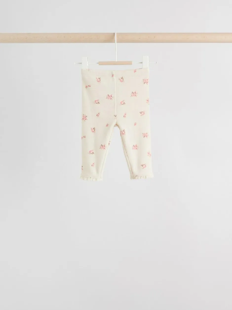 Next Pink/Brown/Heart Baby Leggings 4 Pack (0mths-2yrs) Clearance