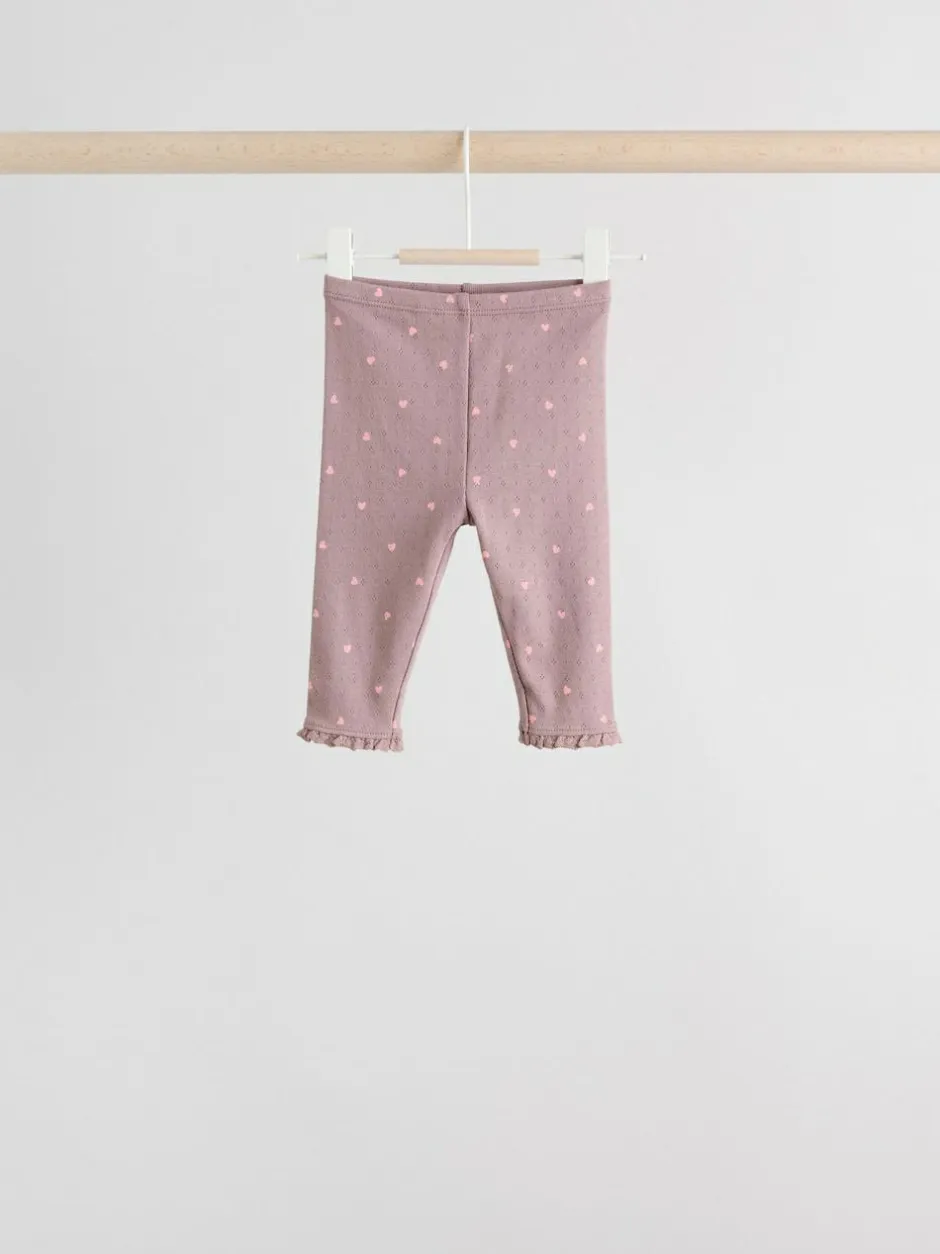 Next Pink/Brown/Heart Baby Leggings 4 Pack (0mths-2yrs) Clearance