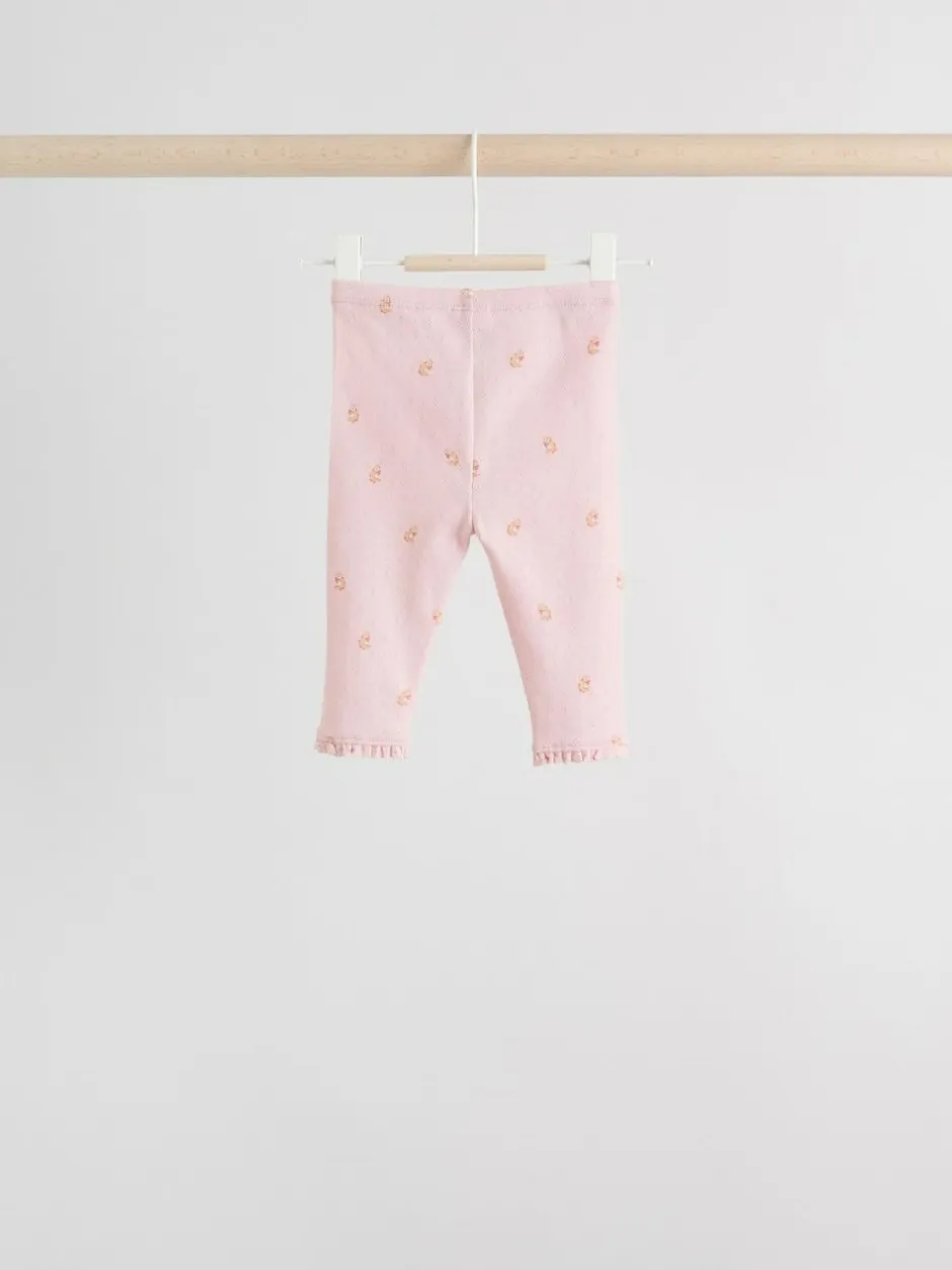 Next Pink/Brown/Heart Baby Leggings 4 Pack (0mths-2yrs) Clearance