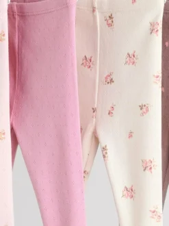 Next Pink/Brown/Heart Baby Leggings 4 Pack (0mths-2yrs) Clearance