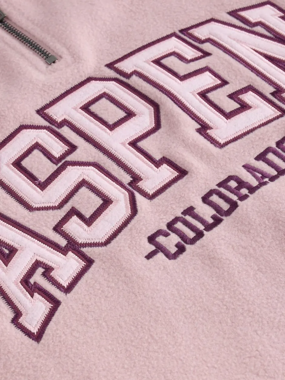 Next Half Zip Graphic Fleece Pink/Burgundy Red New