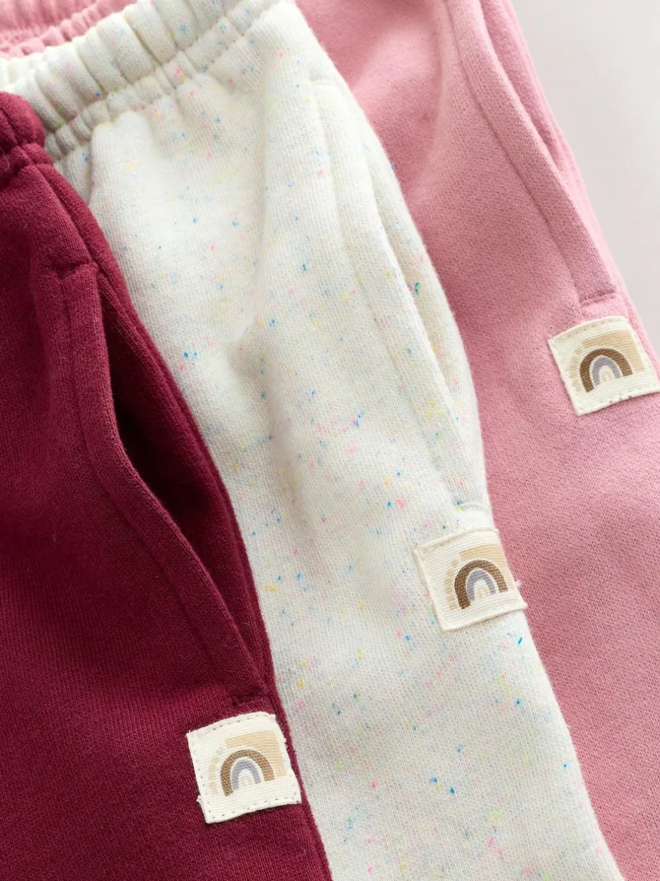 Next Wide Leg Joggers 3 Pack (3mths-7yrs) Pink/Burgundy/Oatmeal Outlet