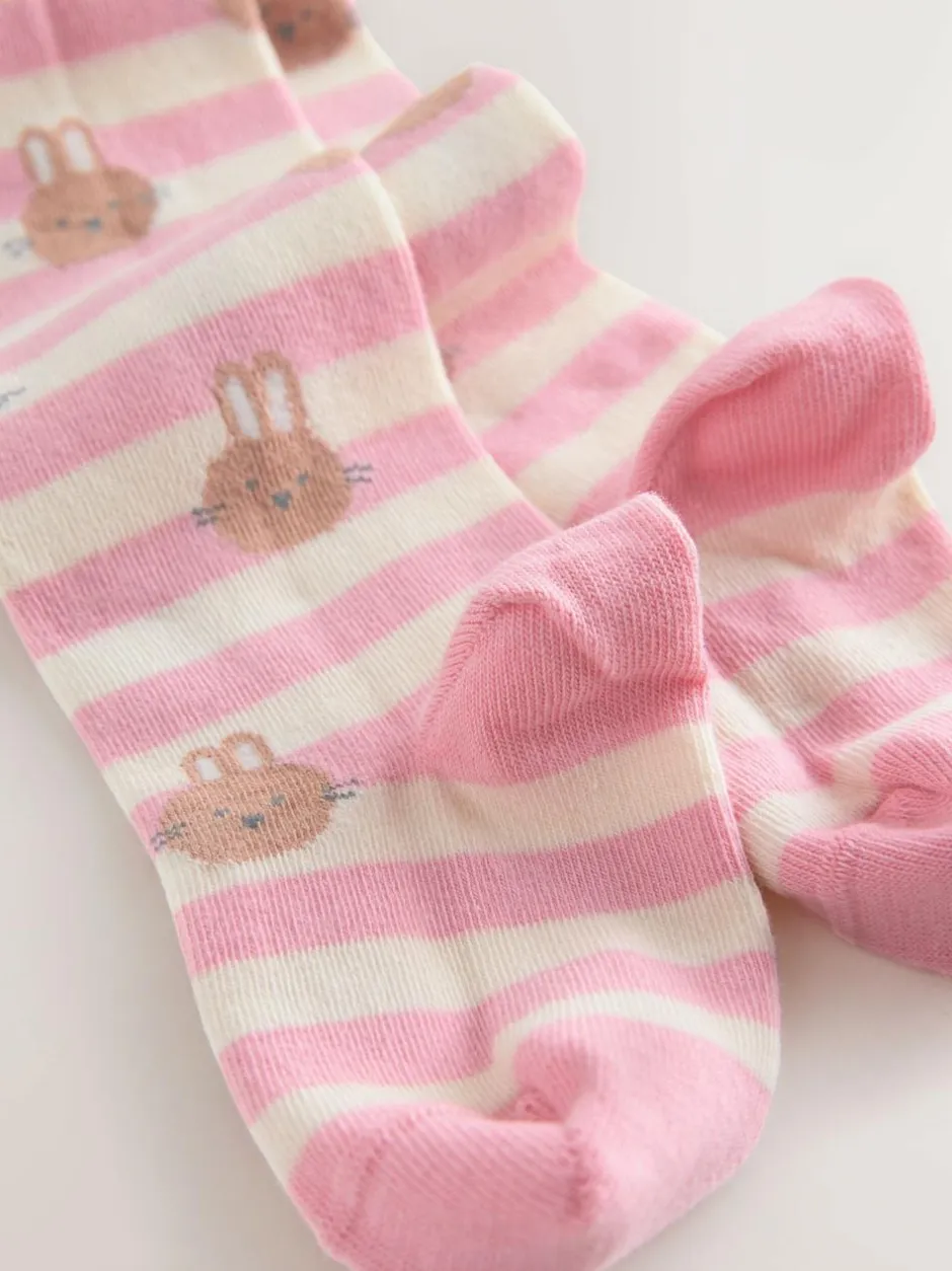 Next Pink/Cream Cotton Rich Bunny Character Tights Sale