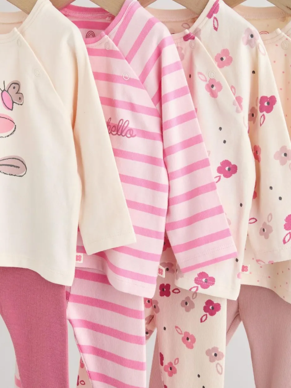 Next Pink/Cream Flower Baby Long Sleeve Top and Leggings Set 8 Piece (0mths-2yrs) New
