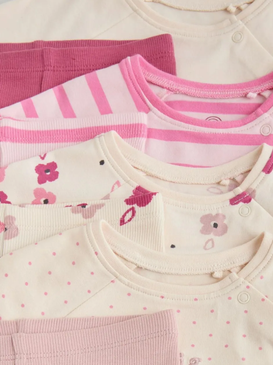 Next Pink/Cream Flower Baby Long Sleeve Top and Leggings Set 8 Piece (0mths-2yrs) New