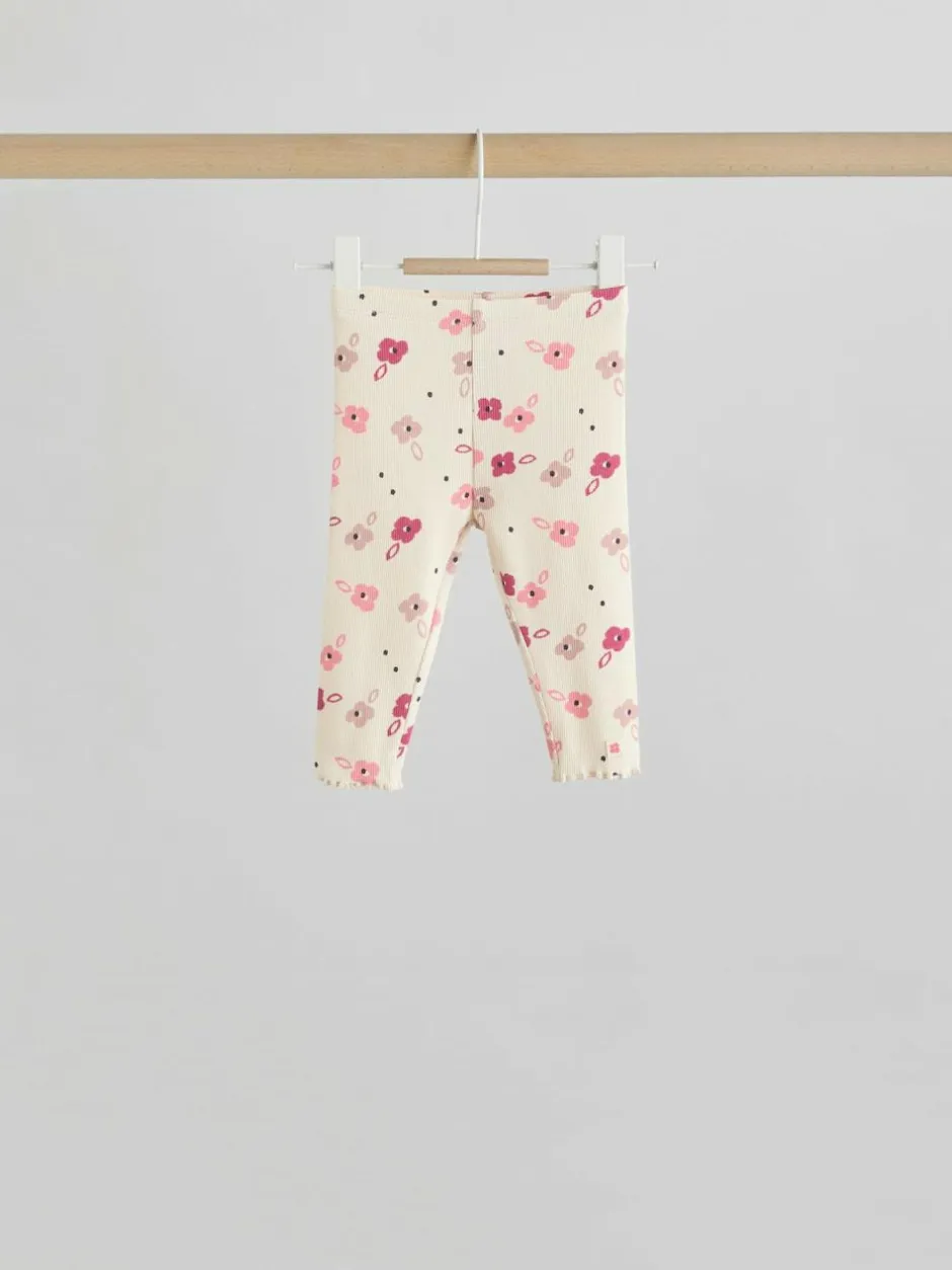 Next Pink/Cream Flower Baby Long Sleeve Top and Leggings Set 8 Piece (0mths-2yrs) New