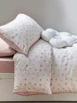 Next Pink/Cream Polka Dot Printed Polycotton Duvet Cover and Pillowcase Bedding Set Clearance