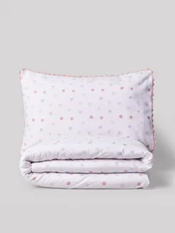 Next Pink/Cream Polka Dot Printed Polycotton Duvet Cover and Pillowcase Bedding Set Clearance