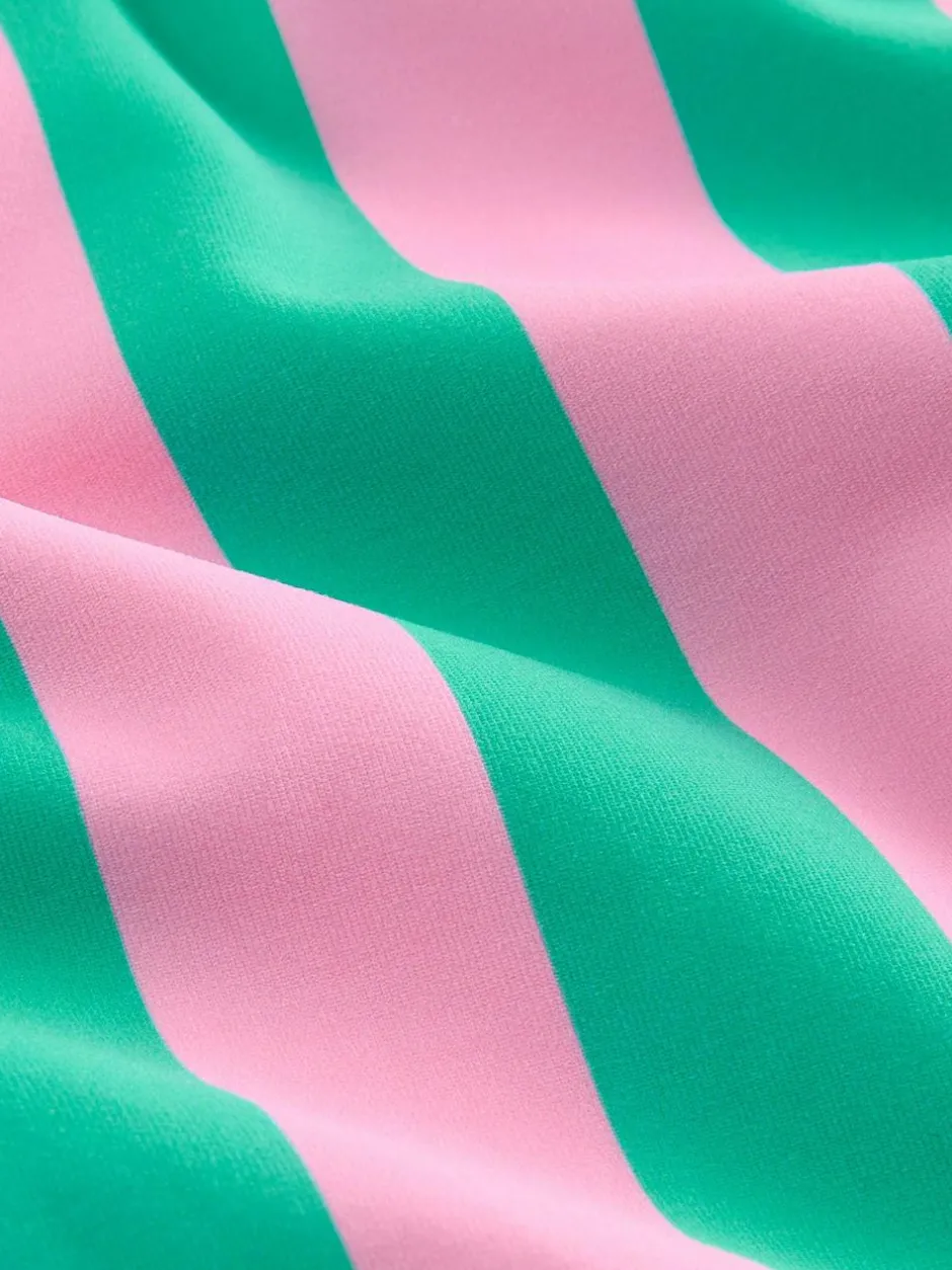Next Pink/Green Stripe Beaded Embellished Tummy Control Scoop Swimsuit
