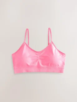 Next Seam Free Strappy Crop Tops 2 Pack with Removable Lightly Padded Cups (7-16yrs) Pink/Lilac New