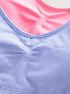 Next Seam Free Strappy Crop Tops 2 Pack with Removable Lightly Padded Cups (7-16yrs) Pink/Lilac New