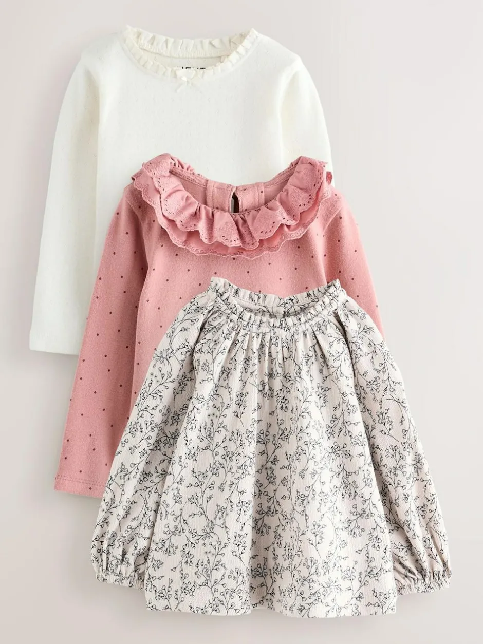 Next Long Sleeve Embroidered Tops (3mths-7yrs) Pink/NEUTRAL