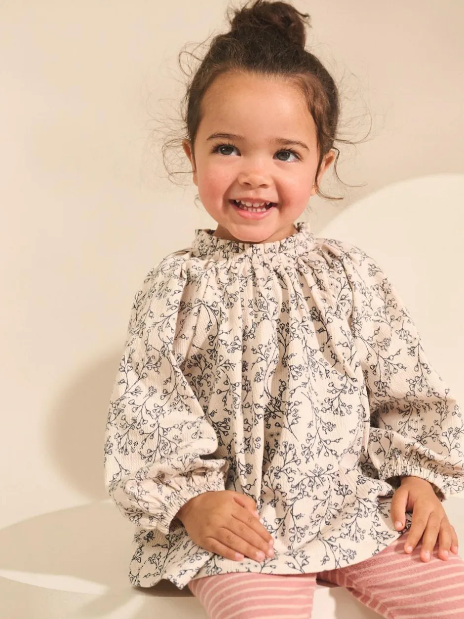 Next Long Sleeve Embroidered Tops (3mths-7yrs) Pink/NEUTRAL