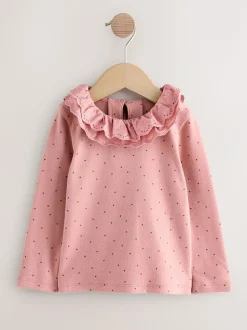 Next Long Sleeve Embroidered Tops (3mths-7yrs) Pink/NEUTRAL