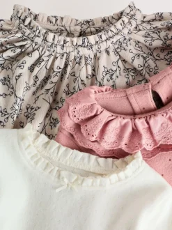 Next Long Sleeve Embroidered Tops (3mths-7yrs) Pink/NEUTRAL