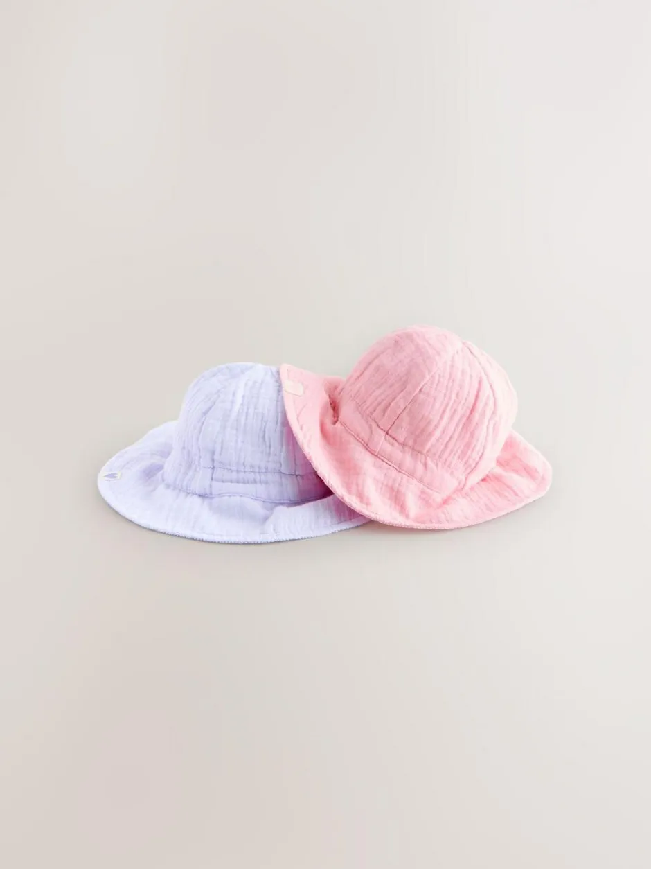 Next Pink/Purple Crinkle 2 Pack Baby Bucket Hat (0mths-2yrs) Discount
