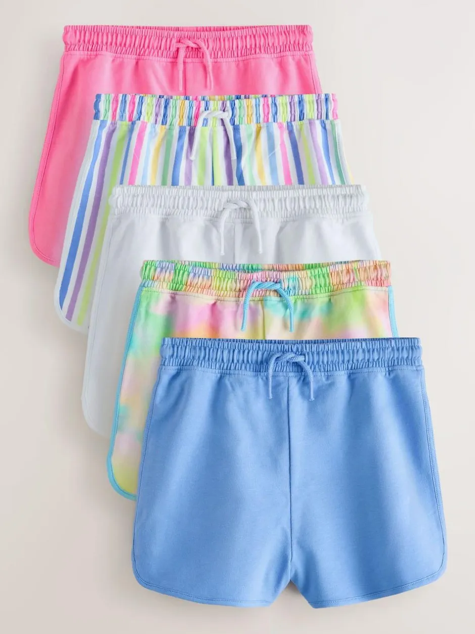 Next 5 Pack Racer Shorts (3-16yrs) Pink/Rainbow/Stripe Outlet
