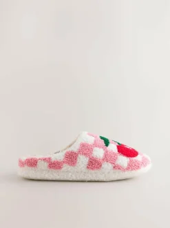 Next Pink/Red Check Cherry Mule Slippers Best