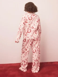 Next Pink/Red Heart Ribbed Long Sleeve Pyjamas Hot