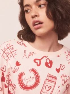 Next Pink/Red Heart Ribbed Long Sleeve Pyjamas Hot
