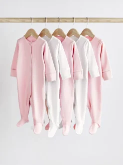Next Pink/White 5 Pack Baby Sleepsuits (0-2yrs) Best