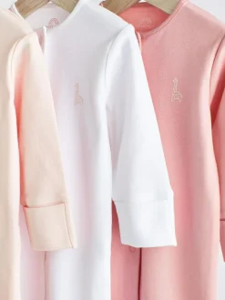 Next Pink/White 3 Pack Baby Sleepsuits (0-2yrs) Sale