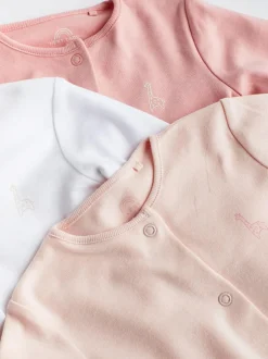 Next Pink/White 3 Pack Baby Sleepsuits (0-2yrs) Sale