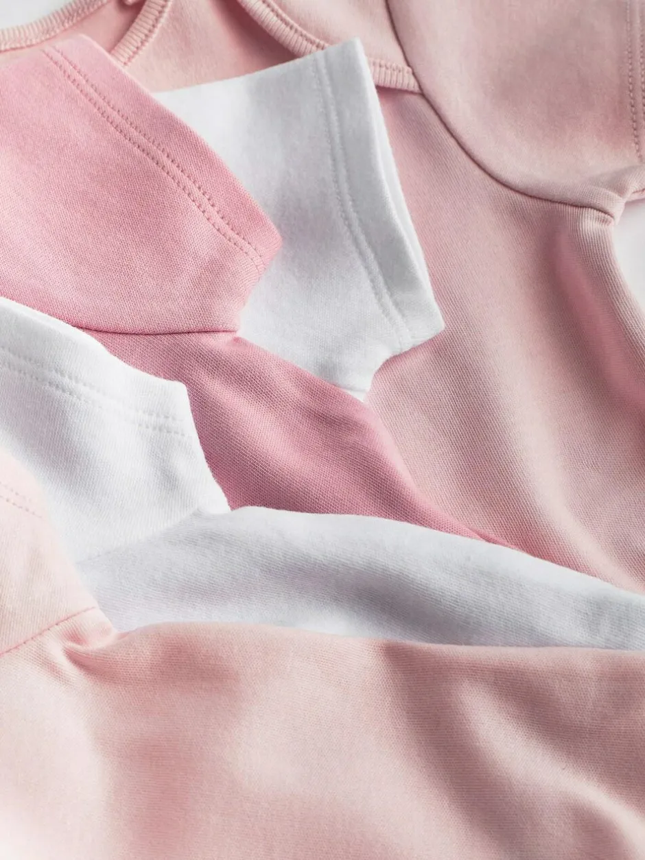 Next Pink/White 5 Pack Essential Short Sleeve Baby Bodysuits Discount