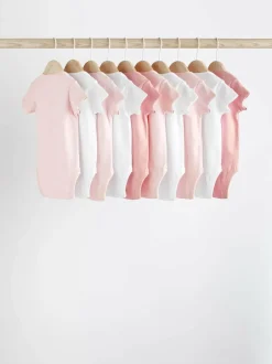 Next Pink/White 10 Pack Essential Short Sleeve Baby Bodysuits Best