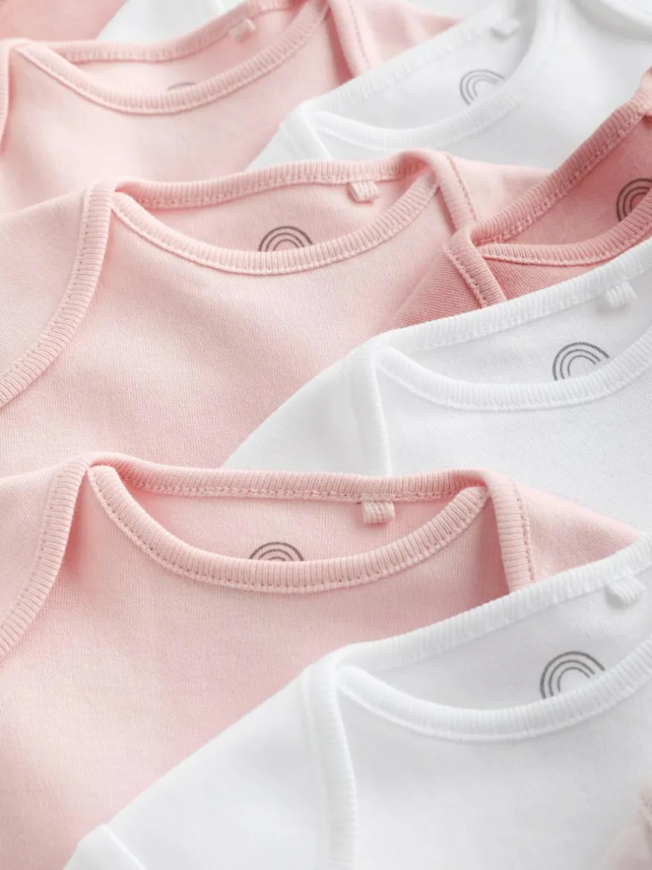 Next Pink/White 10 Pack Essential Short Sleeve Baby Bodysuits Best