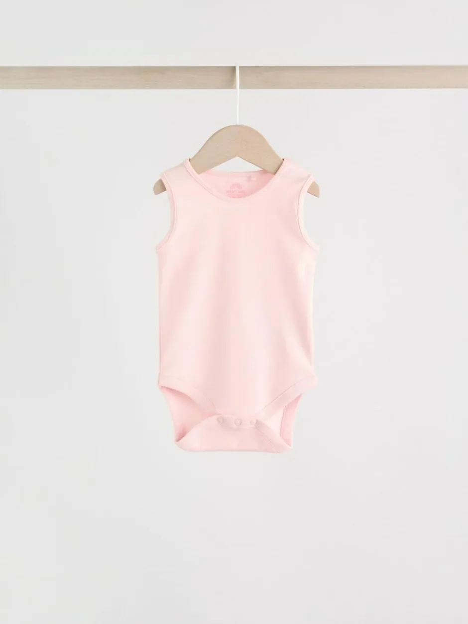Next Pink/White 5 Pack Essential Vest Baby Bodysuits Hot
