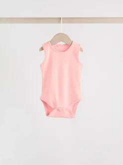 Next Pink/White 5 Pack Essential Vest Baby Bodysuits Hot