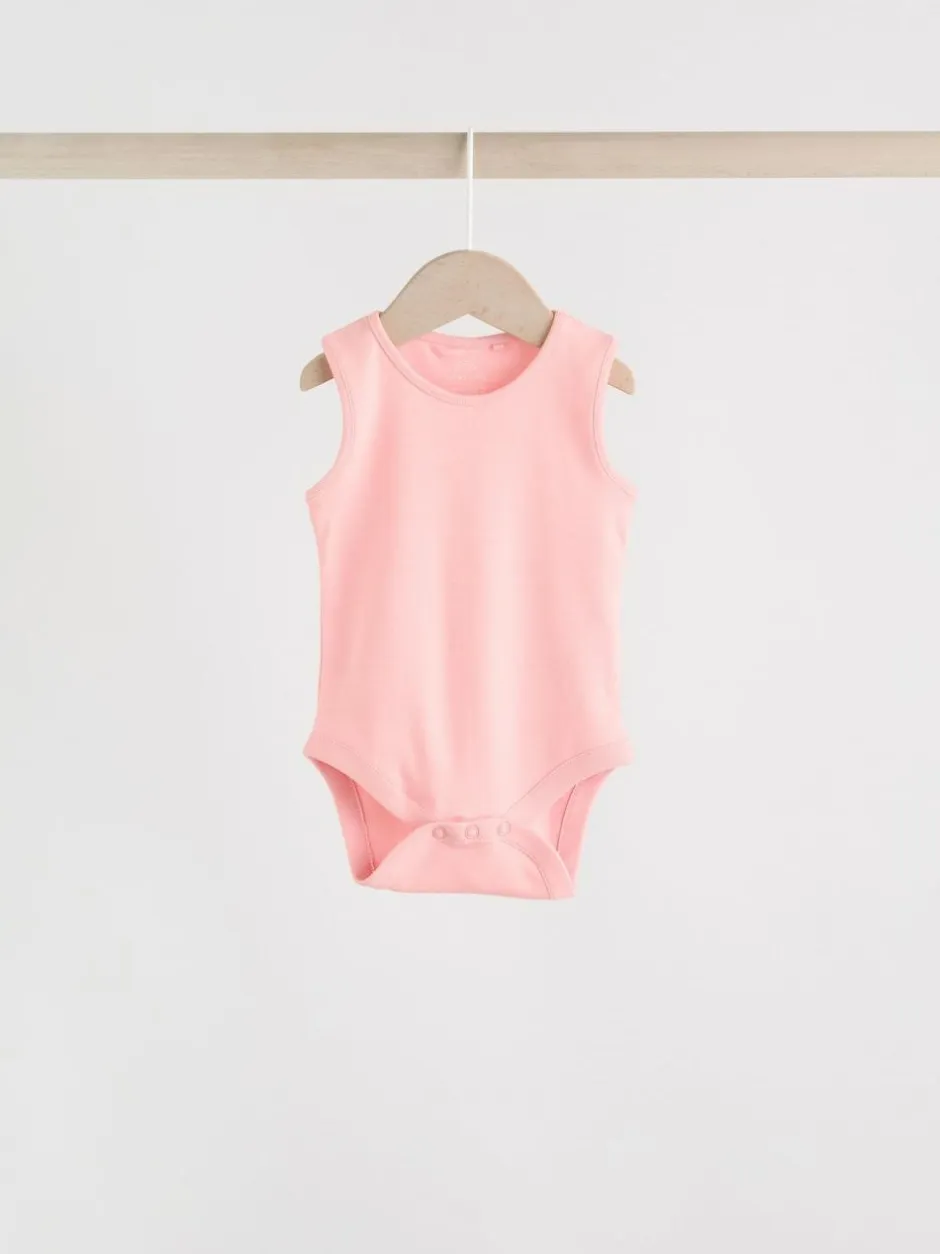 Next Pink/White 5 Pack Essential Vest Baby Bodysuits Hot