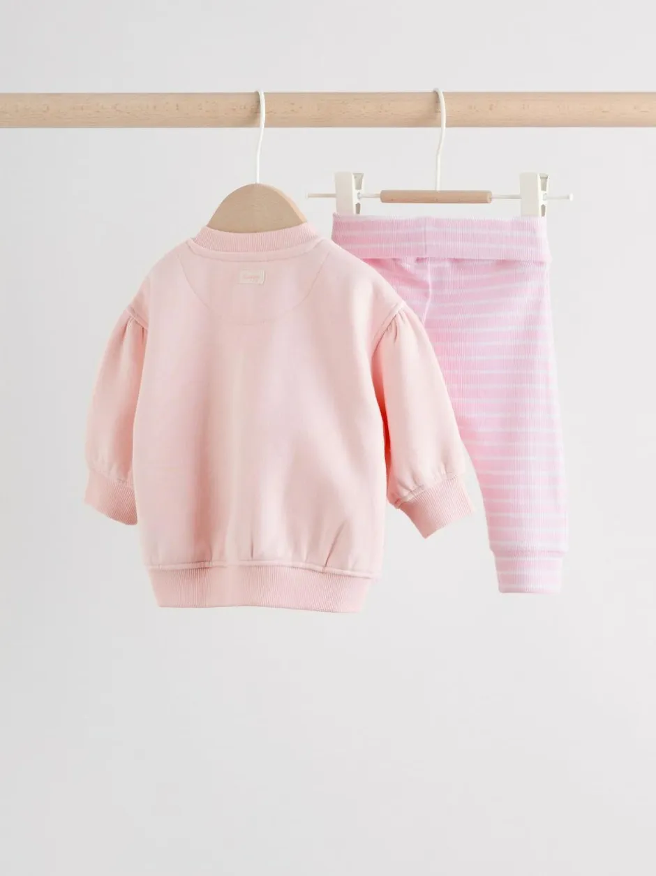 Next Pink/White Baby Jacket, Top and Leggings Set 3 Piece (0mths-2yrs) Discount