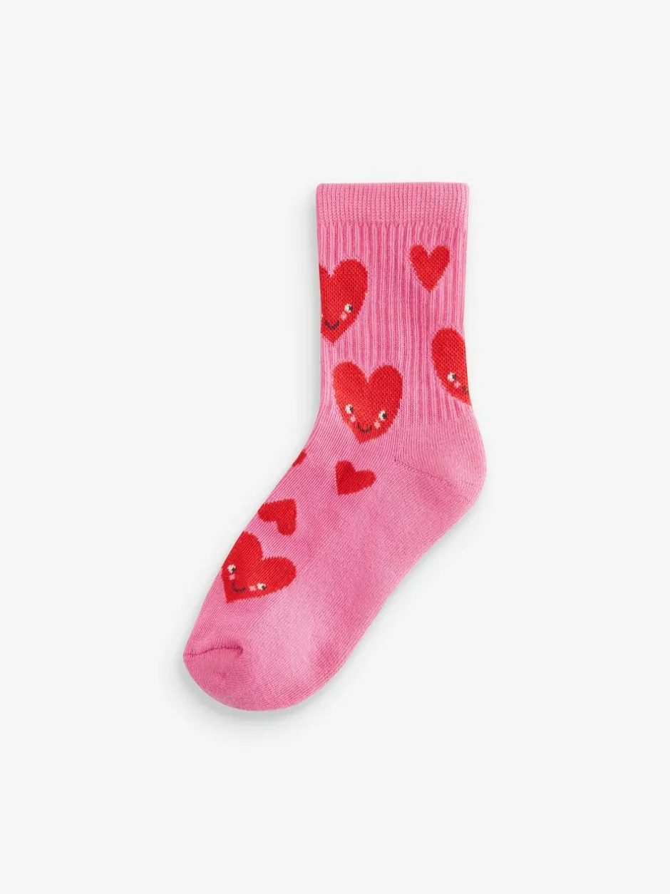 Next Pink/White Heart 3 Pack Cotton Rich Cushioned Sole Ankle Socks Outlet