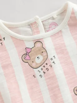 Next Baby Bloomer Romper Pink/White Stripe I Love My Daddy Online
