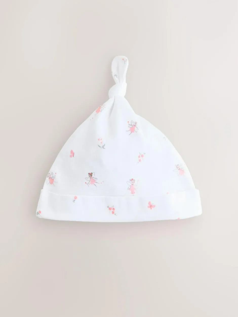 Next Pink/White Tie Top Baby Beanies 3 Pack (0-12mths) Best