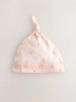 Next Pink/White Tie Top Baby Beanies 3 Pack (0-12mths) Best