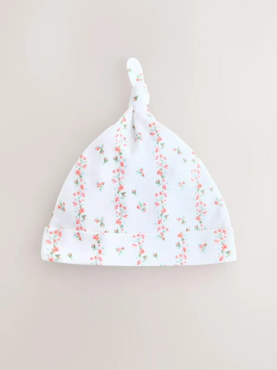 Next Pink/White Tie Top Baby Beanies 3 Pack (0-12mths) Best