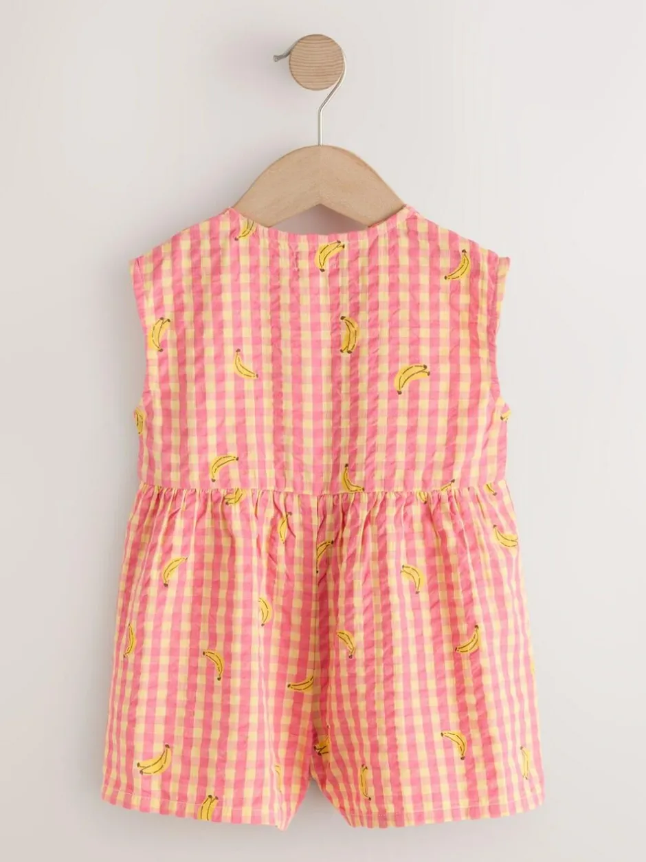 Next Trapeze Playsuit (3mths-7yrs) Pink/Yellow Banana Discount
