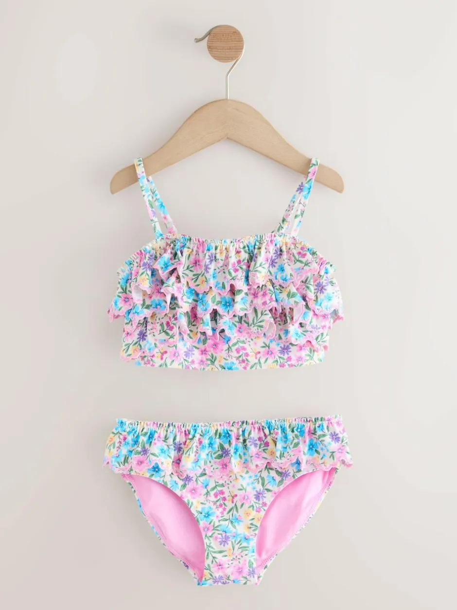 Next Frill Bikini (3-16yrs) Pink/Yellow Ditsy Floral Discount