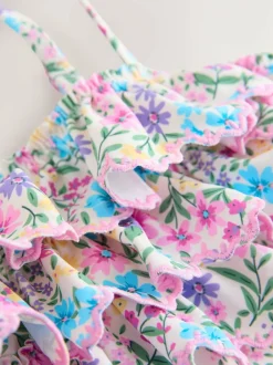 Next Frill Bikini (3-16yrs) Pink/Yellow Ditsy Floral Discount