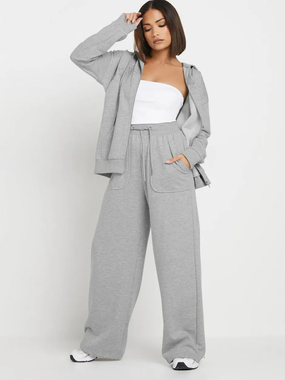 PixieGirl Petite Grey Pocket Patch Wide Leg Joggers Hot