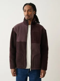 Next Cord Block Zip Through Funnel Fleece Plum Purple New