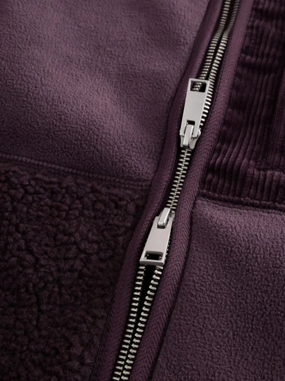Next Cord Block Zip Through Funnel Fleece Plum Purple New